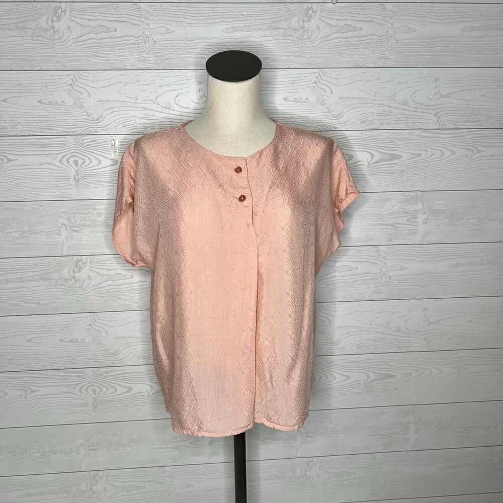 Vintage 80’s women’s Anya blush pink cap sleeve top size medium
